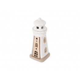 Bomboniera faro ceramica e legno con led