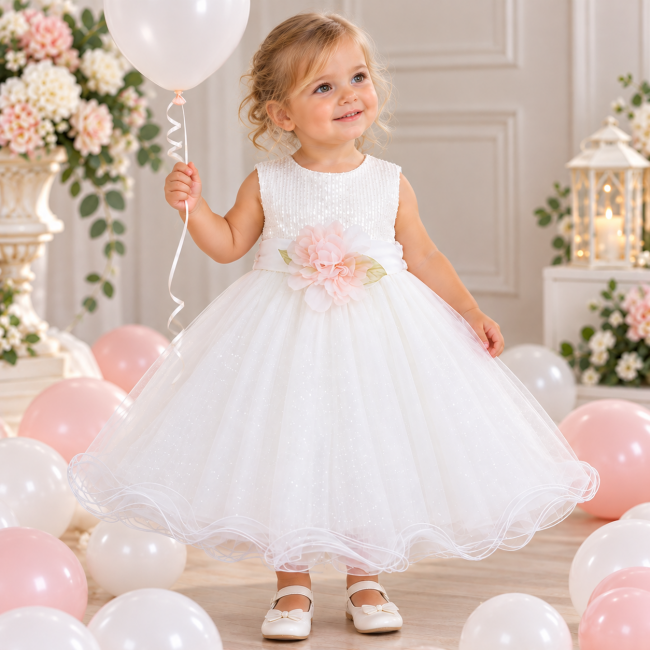 Abito per bimba con fiori in vita