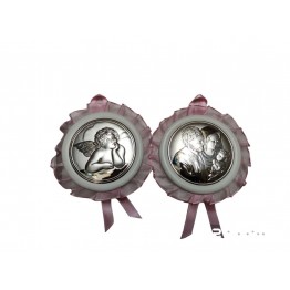 Carillon culla angelo sacra famiglia rosa