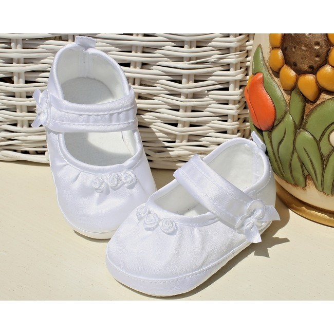 Scarpette bimba in raso bianco