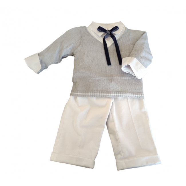 Completo bimbo con maglioncino grigio Completo bimbo con maglioncino grigio