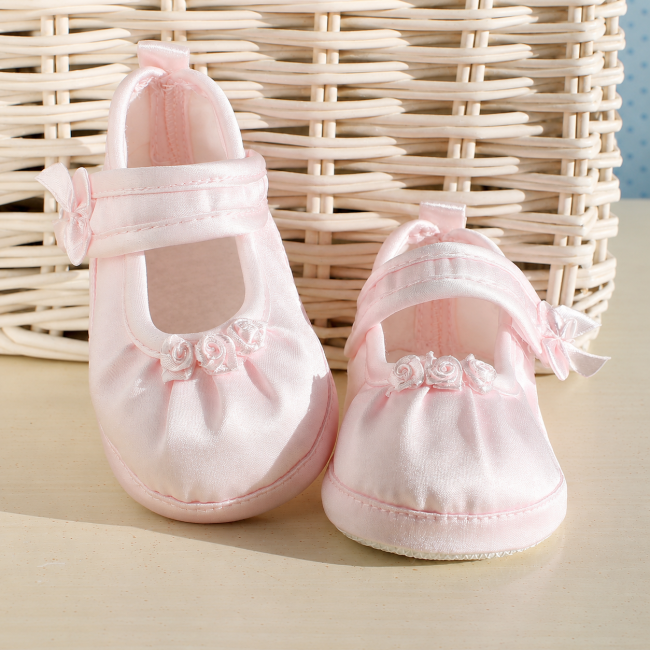 Scarpette bimba in raso rosa