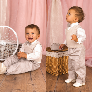 Abito bimbo beige in cotone 