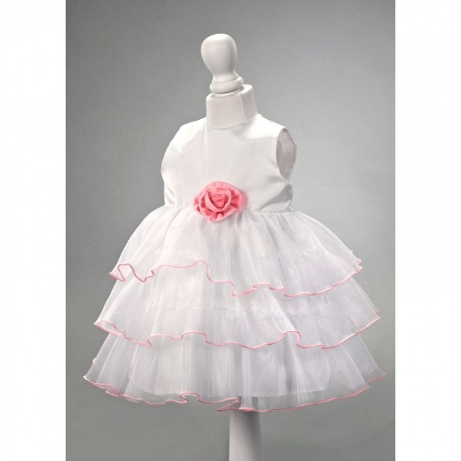 Abito bianco e rosa a balze Abito bianco e rosa a balze