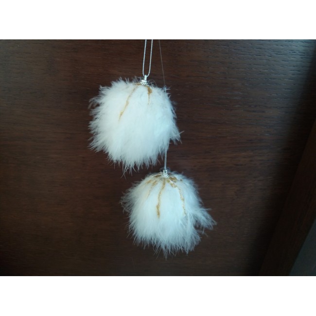 Set sfere con piume bianche Set sfere con piume bianche