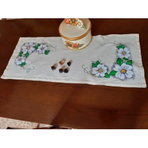 centro in cotone dipinto a mano 36x89 cm centro in cotone dipinto a mano 36x89 cm