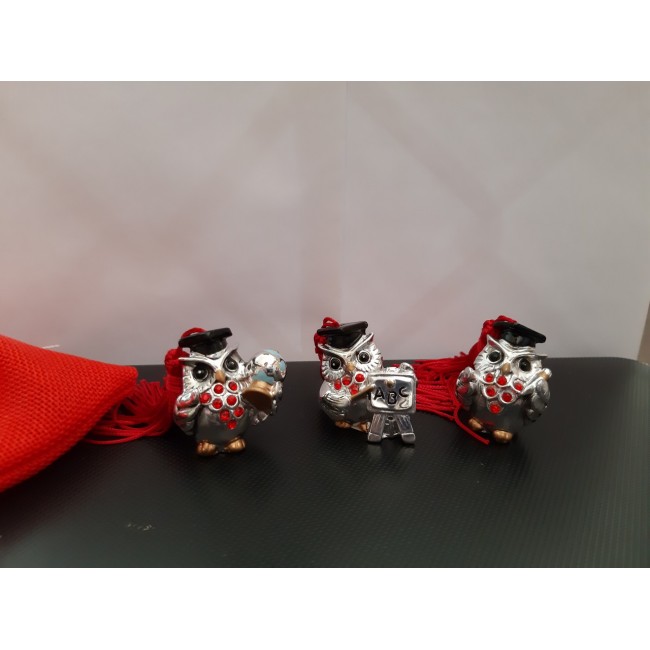 Bomboniera gufo piccolo laurea 3 soggetti Bomboniera gufo piccolo laurea 3 soggetti