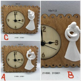 bomboniera orologio in legno con sposi
