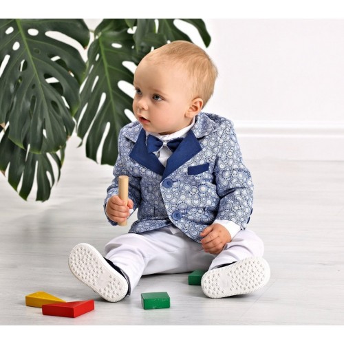 abito bimbo con giacca blu a fantasia