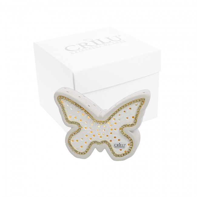 Bomboniera farfalla bianca con strass e led Bomboniera farfalla bianca con strass e led
