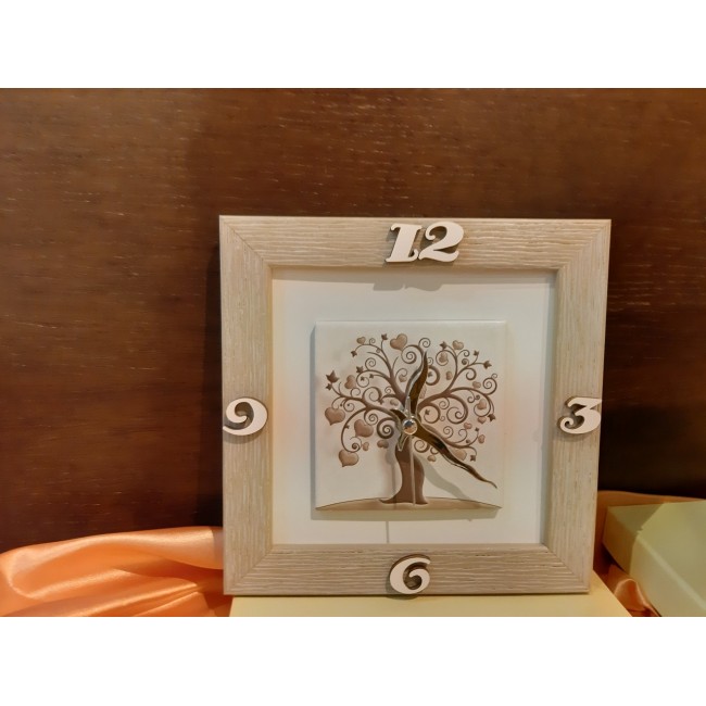 Bomboniera quadro orologio ceramica legno