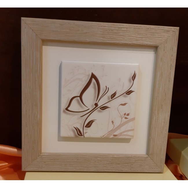 Bomboniera quadro ceramica legno