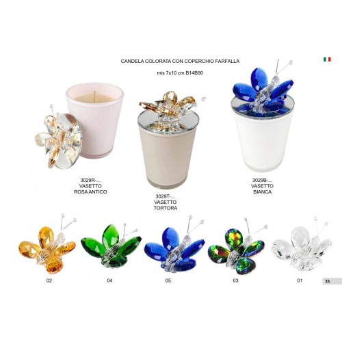 candela con fiore farfalla cristallo  candela con fiore farfalla cristallo