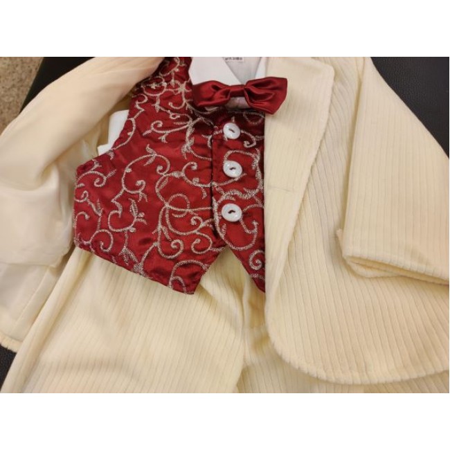 Abito bimbo in velluto con gilet rosso