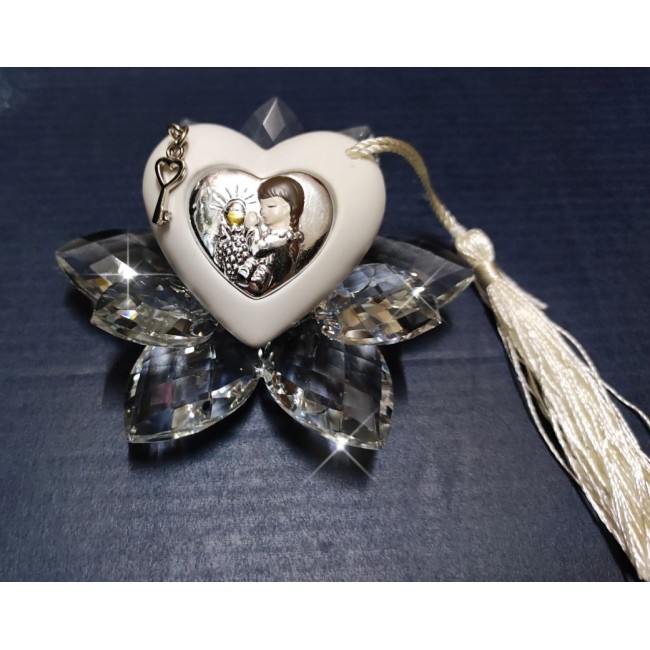 Bomboniera ninfea cristallo con cuore comunione