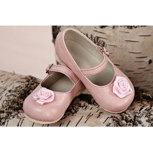 scarpette bimba in ecopelle rosa con rosa