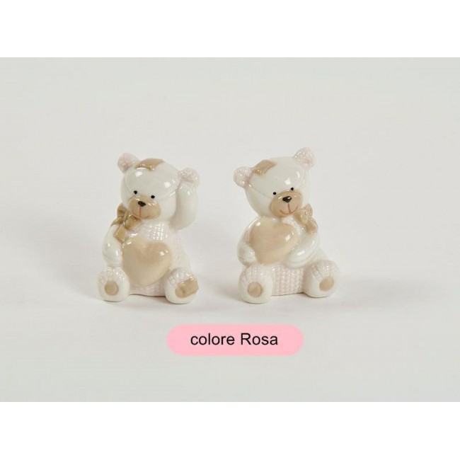 Bomboniera orso rosa in porcellana piccolo