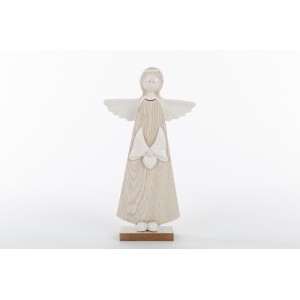 angelo in legno  e porcellana 