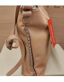 borsa rosa cipria con perle argento