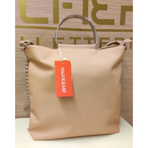 borsa rosa cipria con perle argento