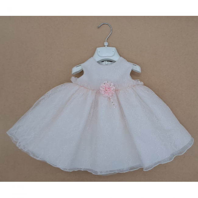 Abito bimba pizzo con fiore rosa