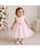abito bimba pizzo con fiore rosa Abito bimba pizzo con fiore rosa