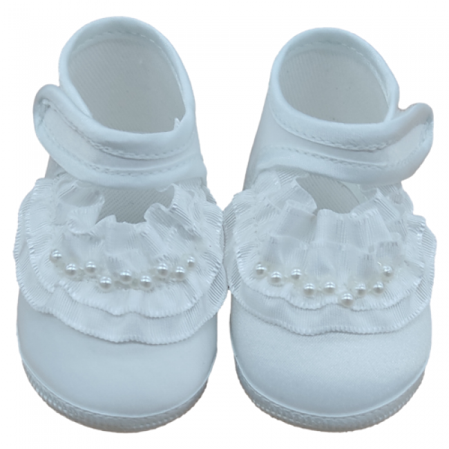 Scarpe bimba con perline bianche Scarpe bimba con perline bianche