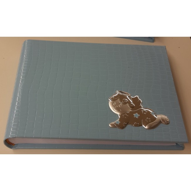Album in ecopelle e argento celeste