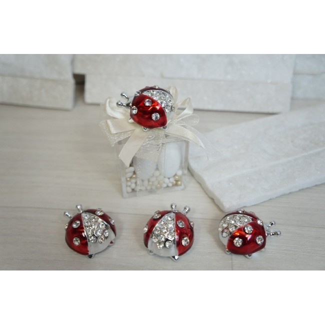 Bomboniera coccinella rossa con strass Bomboniera coccinella rossa con strass