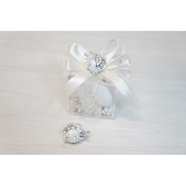 coccinella bianca con strass