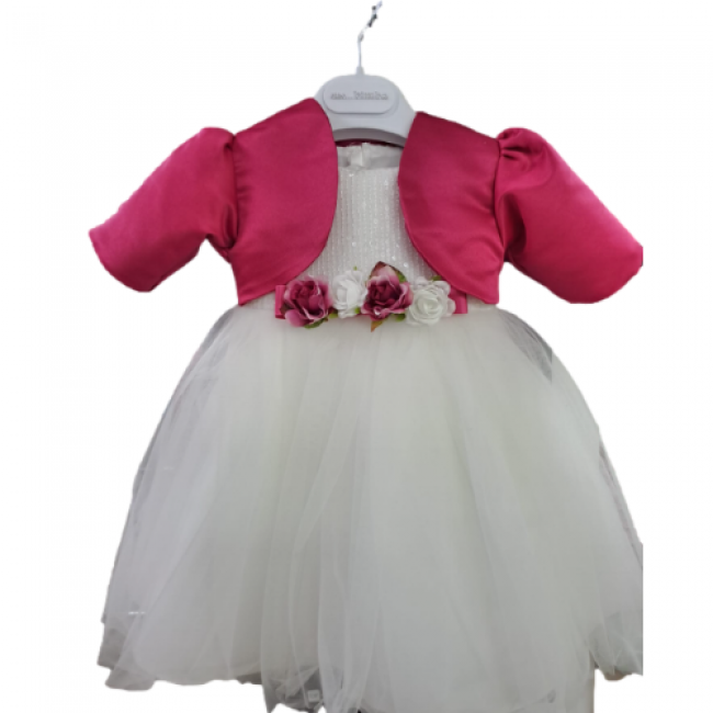 Abito bimba con coprispalle fuxia verde
