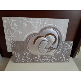 Quadro sacra famiglia in argento e legno valenti