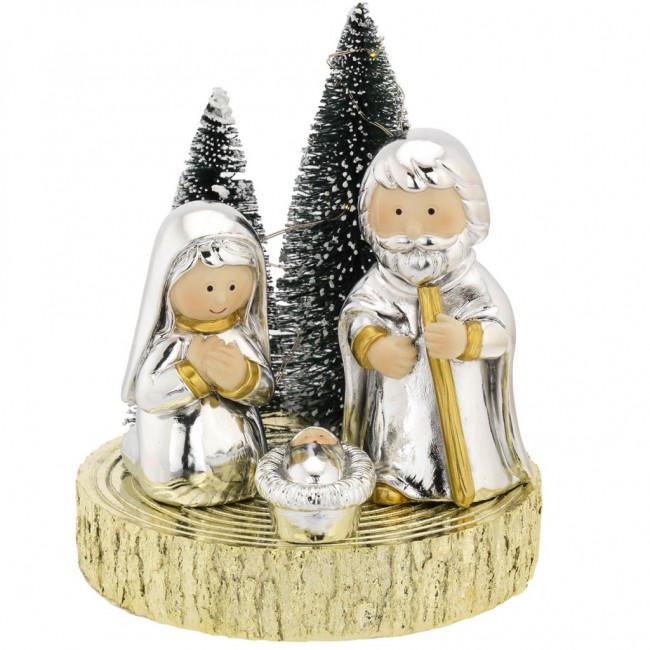 Presepe natività su tronco bagutta