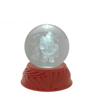 Bagutta globo lampada con Babbo Natale su base rossa con led