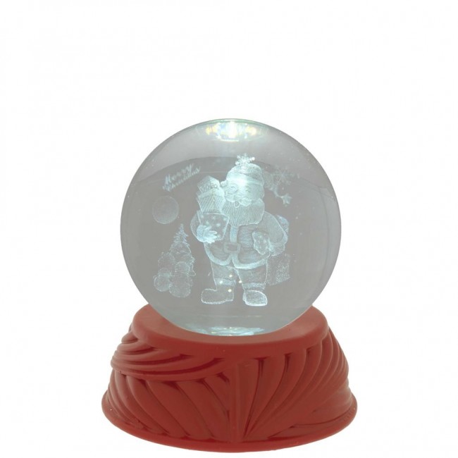 Bagutta globo lampada con Babbo Natale su base rossa con led