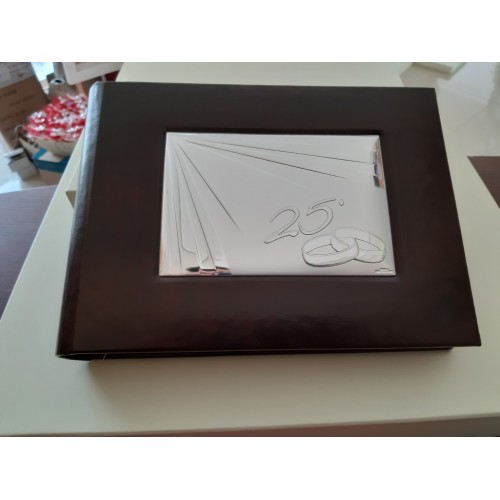Album piccolo in argento e pelle per anniverasario