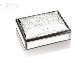 scatola cofanetto con albero argento