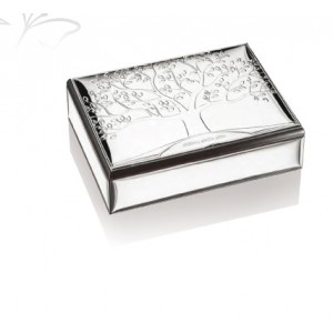 scatola cofanetto con albero argento