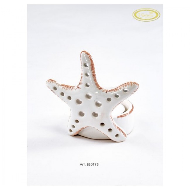 Bomboniera porta candela mare in ceramica