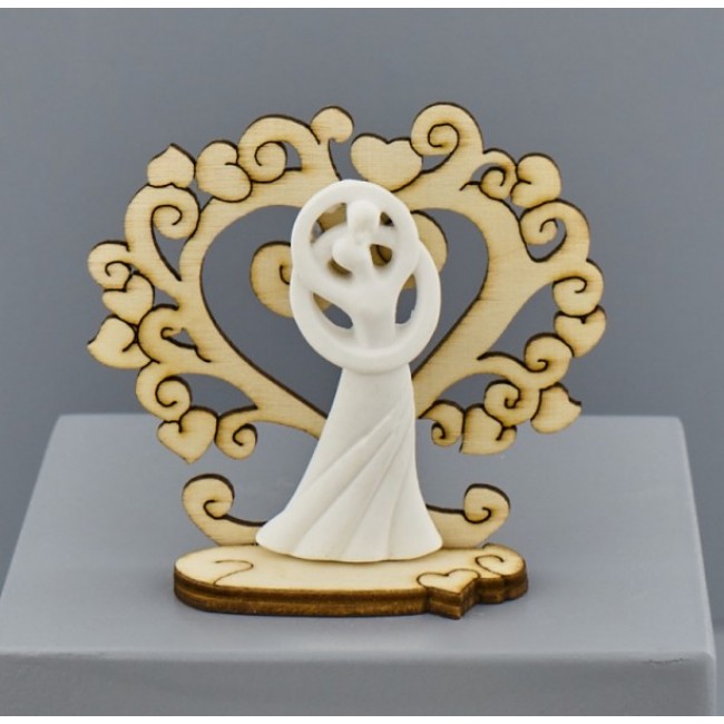 Bomboniera coppia in legno e gesso con albero