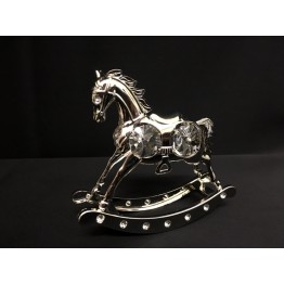 Bomboniera cavallo dondolo argentato e swarovsky