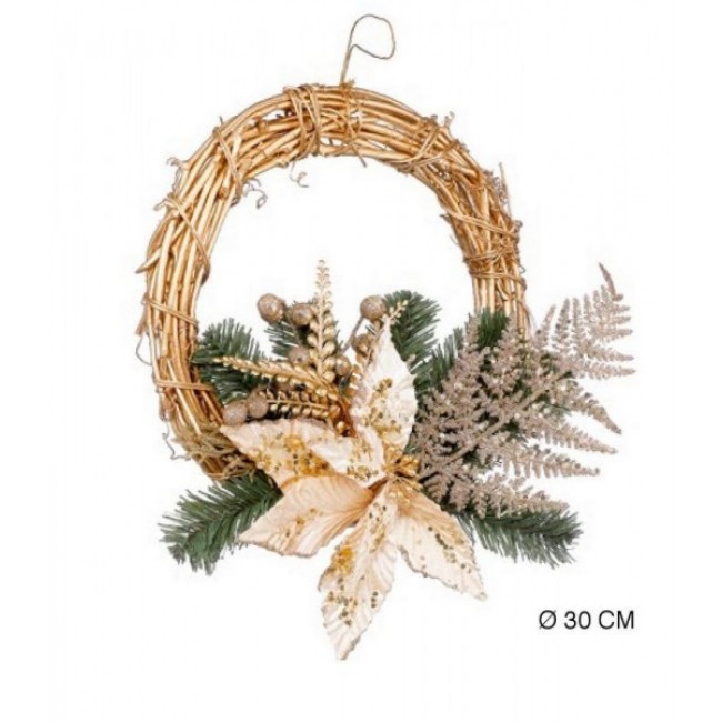 Ghirlanda oro per natale 30 cm