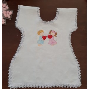 veste battesimo in lino con angeli dipinta