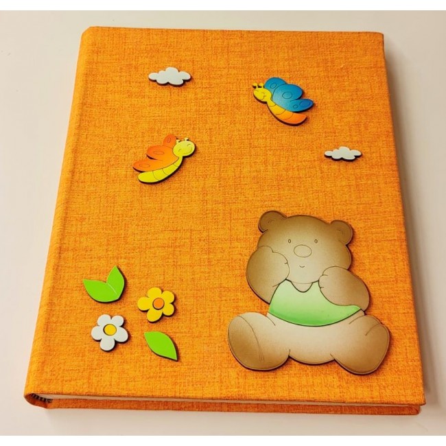 album con orsetto allegro in legno
