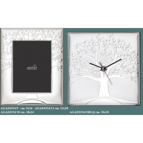 portafoto cofanetto sveglia orologio con albero argento portafoto cofanetto sveglia orologio con albero argento