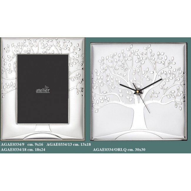 Portafoto cofanetto sveglia orologio con albero argento Portafoto cofanetto sveglia orologio con albero argento