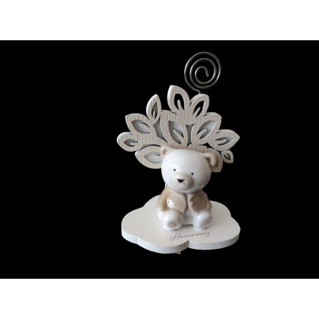 Bomboniera albero con clip e orsetto Bomboniera albero con clip e orsetto