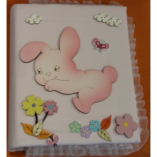 album in tessuto e legno rosa