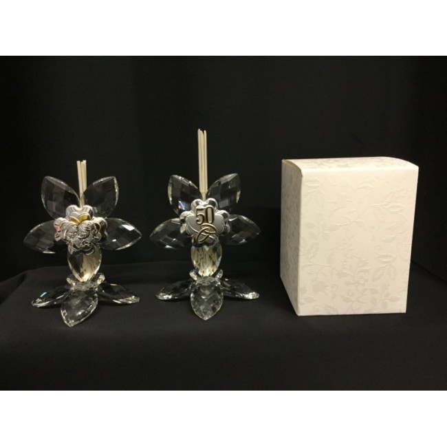 Bomboniera profumatore fiore cristallo e argento Bomboniera profumatore fiore cristallo e argento