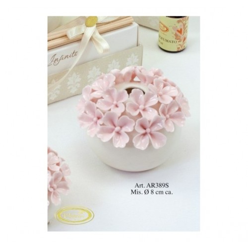 profumatore con fiori rosa 8cm